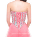 Grace Karin Strapless palabra de longitud barato largo Puffy con cuentas de color rosa vestido de baile CL3107-3